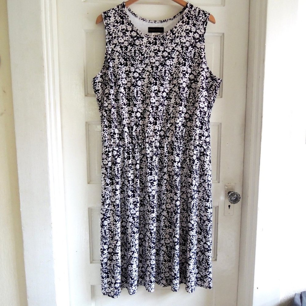 Salon Studio Black & White Floral Midi Dress XL